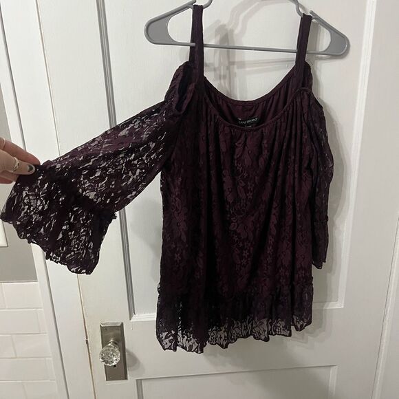 Lane Bryant Black Off the Shoulder Bell Sleeve Blouse - Picture 1 of 3